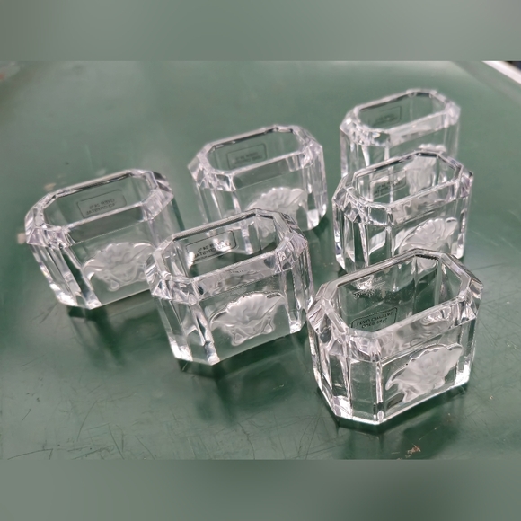 SET OF 6 VERSACE Treasury NAPKIN RINGS Medusa Crystal Rosenthal - Picture 4 of 4